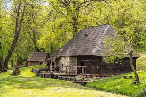 Historic traditional mill in the ASTRA Museum of Traditional Folk Culture in Sibiu or Sibiu,