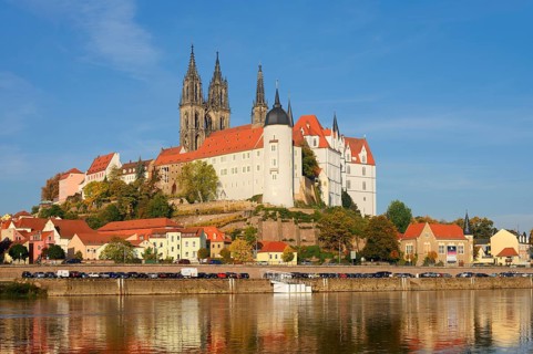 Elbe and Burgberg with Episcopal Castle, Albrechtsburg and St. Johannis and St. Donatus Cathedral,