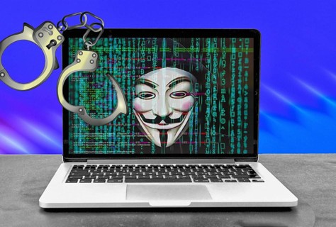 Icon photo, handcuffs, hacker attack, crime, cybercrime, data theft, cybercrime, crime, police,