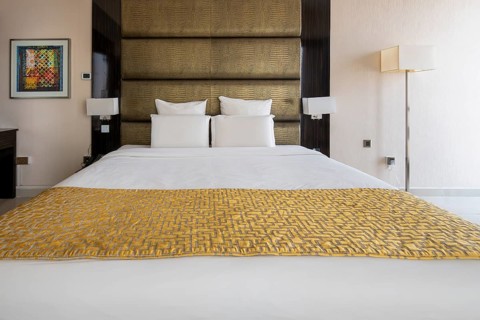 Hotel room double bed, Dubai, United Arab Emirates, UAE