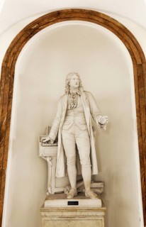 Statue of opera composer Domenico Cimarosa, Real Teatro di San Carlo, opera house from 1735,