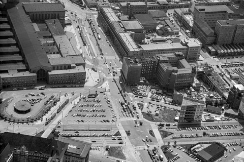 Historical aerial view of Stuttgart Central Station 1958, Stuttgart, Baden-Württemberg, Germany
