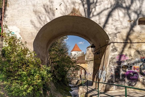 Graft bastion and city wall in Brasov or Kronstadt, Transylvania, Romania