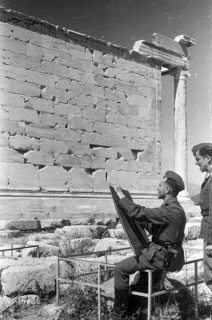 Historische Luftaufnahme, Gesichter des zweiten Weltkrieges. Deutsche Luftwaffensoldaten auf beim