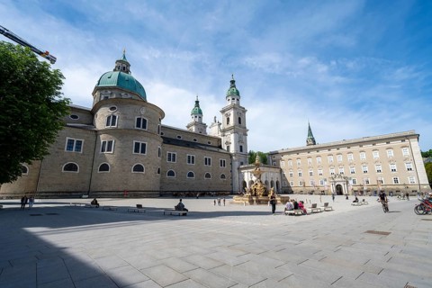 Cathedral on Residenzplatz with Residence Fountain, Old Town, Salzburg, Austria