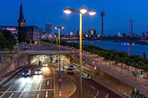 The Rhine Bank Tunnel in Düsseldorf, 1928 meters long, four-lane road tunnel Bundesstraße B1, along