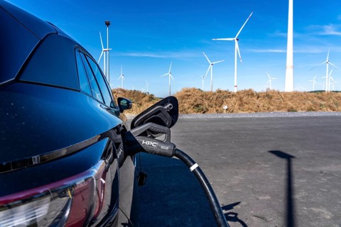 Green power charging park A44, at the Lichtenau exit, charging stations for electric vehicles, with