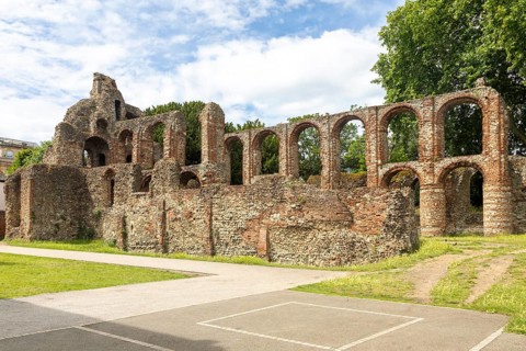 Ruins of St Botolph's Priory medieval Augustinian religious house, Colchester, Essex, England, UK