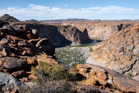 River bed and dump on the Orange River, Augrabies Falls National Park, Northern Cape, South Africa