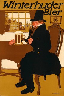 Advertising poster, beverage advertisement, advertising poster for Winterhuder beer, designed by