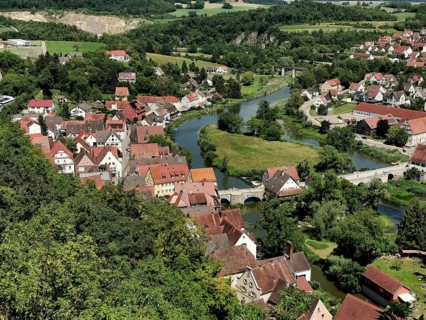 View of the city from above, Harburg, Donau-Ries district, Swabia, Bavaria, Germany