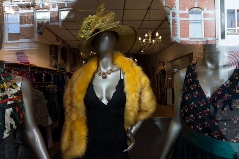 Shop window with fur fashion, Enschede, The Netherlands