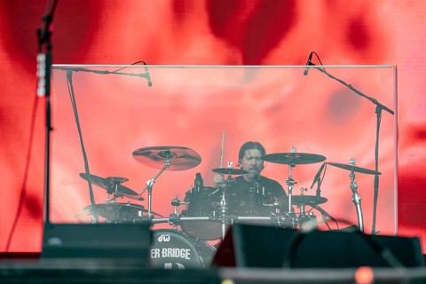 Drummer Scott Phillips from the American rock band Alter Bridge live on the Mandora Stage during