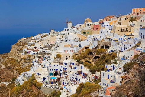 View of Santorini island, Santorini, island, Greece, Cyclades, Aegean Sea, Greece