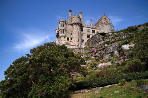 Castle, castle, subtropical garden, St Michael's Mount, Cornwall, England, Great Britain, Great