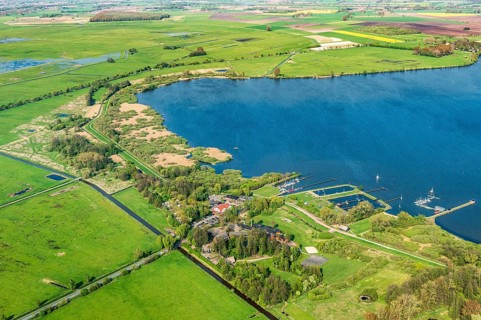 Aerial view of Dümmer See, Vechta district, Dümmer See, Olgahafen, Oldenburger Münsterland,