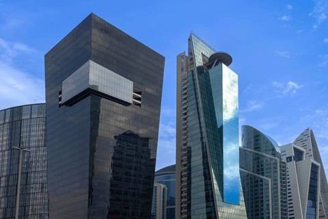 UAE, United Arab Emirates, Abu Dhabi downtown panorama and financial center skyline