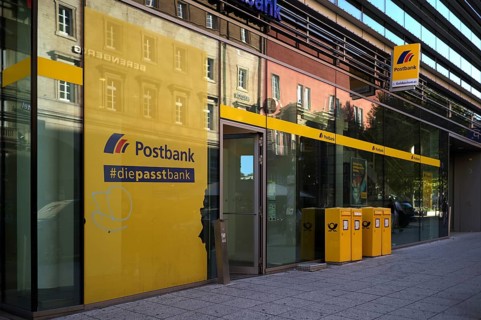 Postbank branch, Bolzstraße, logo, Stuttgart, Baden-Württemberg, Germany