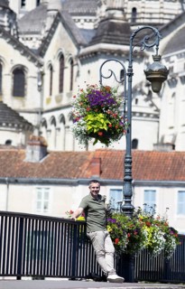 Jean Siefert Ostermann, Director Destination Périgueux, Office de Tourisme, on the Pont de Barris