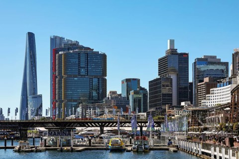 Crown Sydney and tower blocks, Darling Harbour, Sydney, New South Wales, Australia