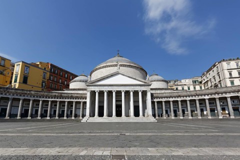 Piazza del Plebescito, Basilica di San Feancesco di Paola and Colonnade, Naples, Campania Province,
