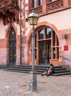 The entrance to the Old Town Hall on Römerberg, Frankfurt am Main, Hesse, Germany