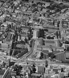 Historical aerial view of Stuttgart harbour on the Neckar, Stuttgart, Baden-Württemberg, Germany,
