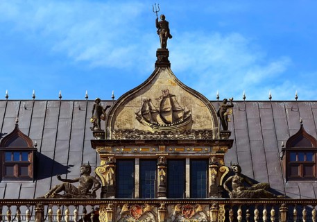 Schütting, House of the Bremer Kaufmannschaft, Chamber of Commerce, market, detail of the façade