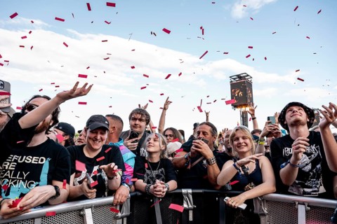 Fans celebrate at Electric Callboy at Rock im Park on Zeppelin Field in Nuremberg on 05.06.2026