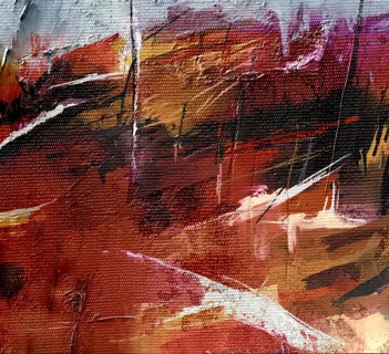Dynamic oil painting fragment featuring bold colors and heavy textures
