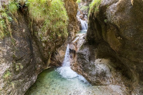 Waterfall in the Almbach Gorge near Ettenberg, Berchtesgadener Land, Bavaria, Germany
