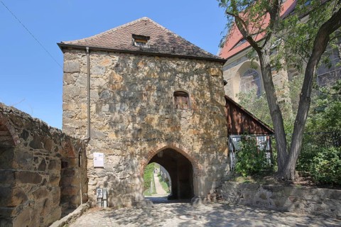 Mühltor built in 1429, former city fortification, city gate, city tower, Bautzen, Saxony, Germany