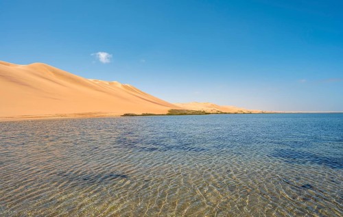 Sandwich Harbour Sand Dunes and Lagoon, Impressive Desert Landscape, Namib Naukluft Park, Namib