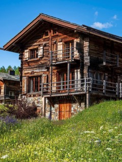 Traditional wooden house, village La Fouly, valley Val Ferret, Switzerland