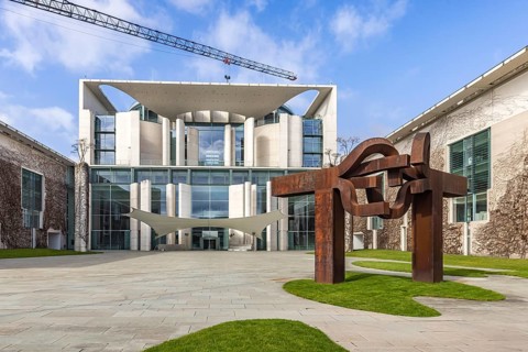 Berlin government district. Exterior view of the Federal Chancellery. Berlin, Germany