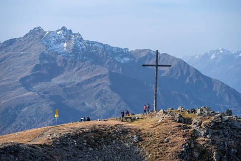 Kreuzjoch summit in autumn, Venet crossing, Ötztal Alps, Tyrol, Austria