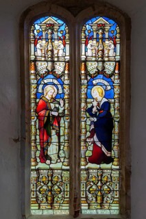 Stained glass window of Jesus Christ and Mary Magdalene by Lavers, Barraud and Westlake c 1877,