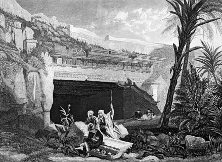Royal tombs at Golgotha Rock, Jeruslaem, group of people, Old Testament, Bible, historical