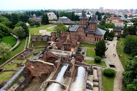 The royal courtyard, Curtea Domneasca, in Targoviste, Romania. The ruins of the fortress are known