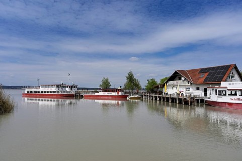 Bicycle ferry at the landing stage, Illmitz, National Park, Lake Neusiedl, Seewinkel, Burgenland,