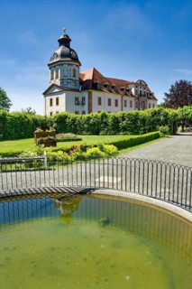 Baroque church, baroque castle church of St Trinitatis at Christiansburg Castle, castle park,
