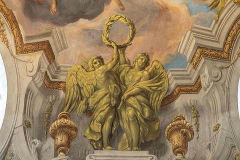 Fresco in the dome of the baroque Karlskirche church in Vienna, Austria