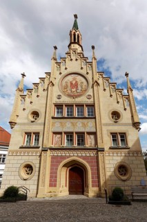 Hospital of the Holy Spirit, neo-Gothic façade, historic old town, Bad forest lake, Upper Swabia,