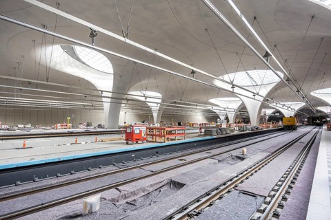 Stuttgart 21 station with light eyes tunnel Construction site new main station in Stuttgart,