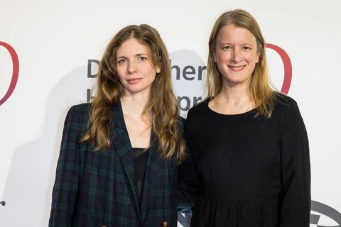 Ina Maria Jaich and Stephanie Stremler in front of the German Audio Film Awards ceremony at the