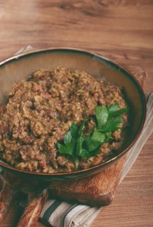 Lobio, a traditional Georgian dish, boiled beans, homemade, no people