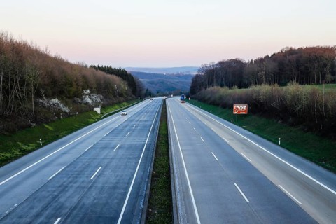 Little traffic on the A3 motorway due to the corona crisis, Neustadt (Wied), Rhineland-Palatinate,
