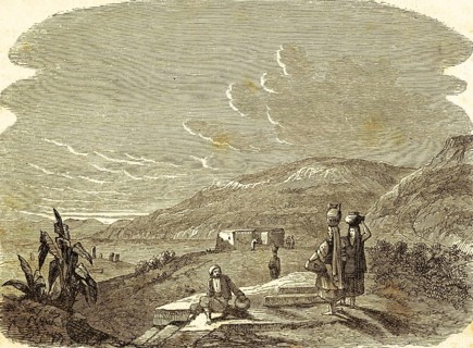 Jacob's well near Nablus, chapter 4, verse 6, Gospel of John, mountain landscape, woman carrying