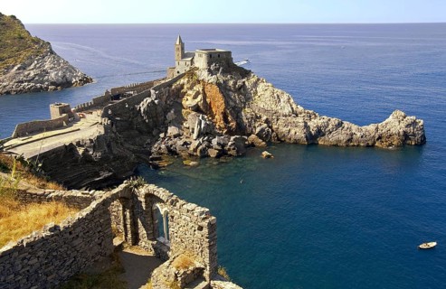 The Chiesa San Pietro in Portovenere, Liguria, northwestern Italy. The church was built in the 8th