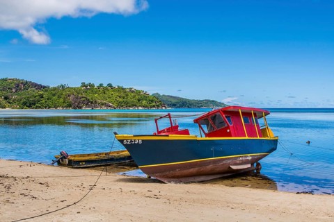 Typical fishing boat, fishing, Seychelles, Victoria, Mahe, Indian Ocean